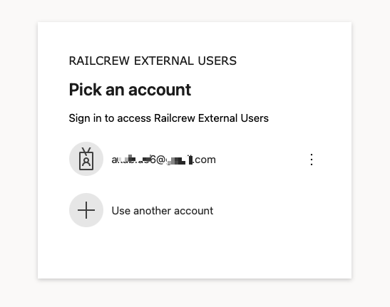 Microsoft sign-in screen showing the Pick an Account dialog